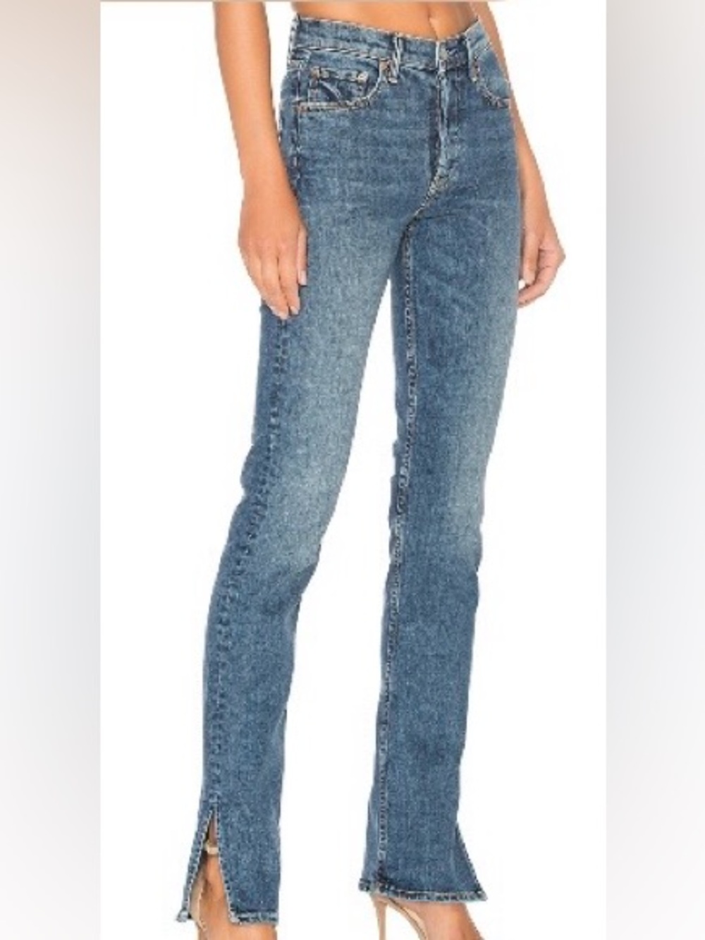 GRLFRND Bootcut Jeans in Dark Blue Wash